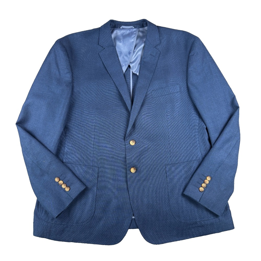 Duck Head Men's Blazer 48R Blue Wool Linen Silk Booker Sport Coat